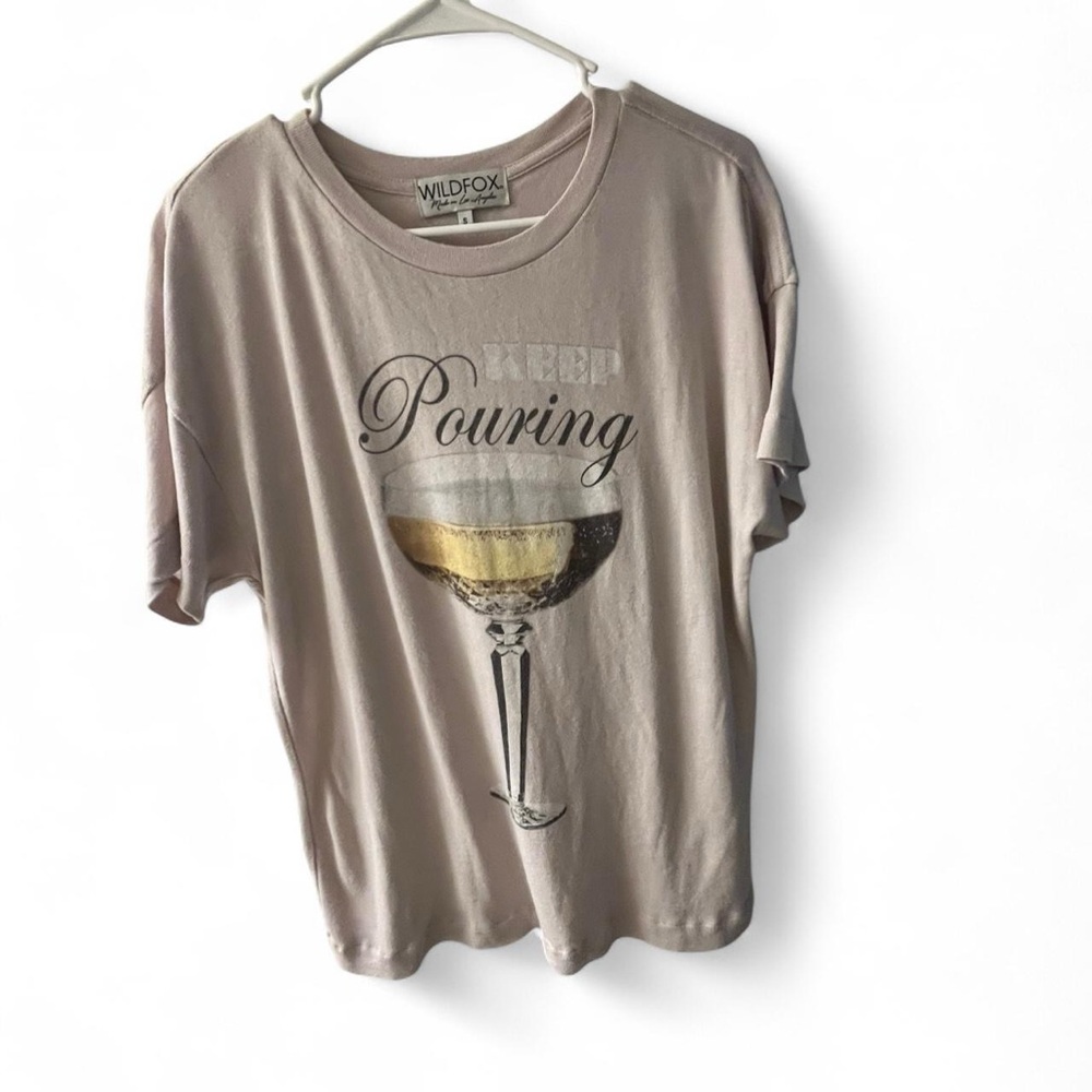 Wildfox 'Keep Pouring' Pink Graphic Tee - Picture 2 of 5